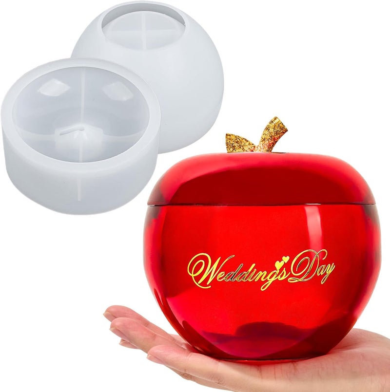 Dacies Apple Jar Resin Molds Extra Large, 5inch Jars Silicone Molds with Lid for Epoxy Resin Casting for DIY Jewelry Storage Box, Candy Container, Candle Vessel, Home Decoration - Image 1